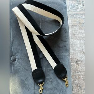 Clare V B&W stripe canvas crossbody strap